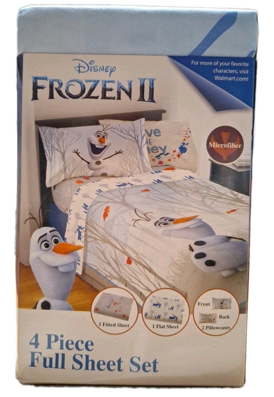 Disney Frozen II Microfiber 4‑Piece Full Sheet Set Anna Elsa Kids Bedding NEW
